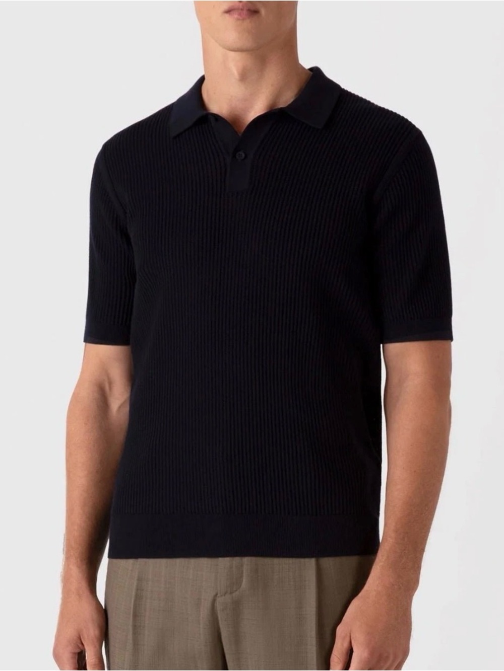 Sunspel Men’s Navy Cotton Knit Polo Shirt XXL NWOT Made in Portugal Quiet Luxury